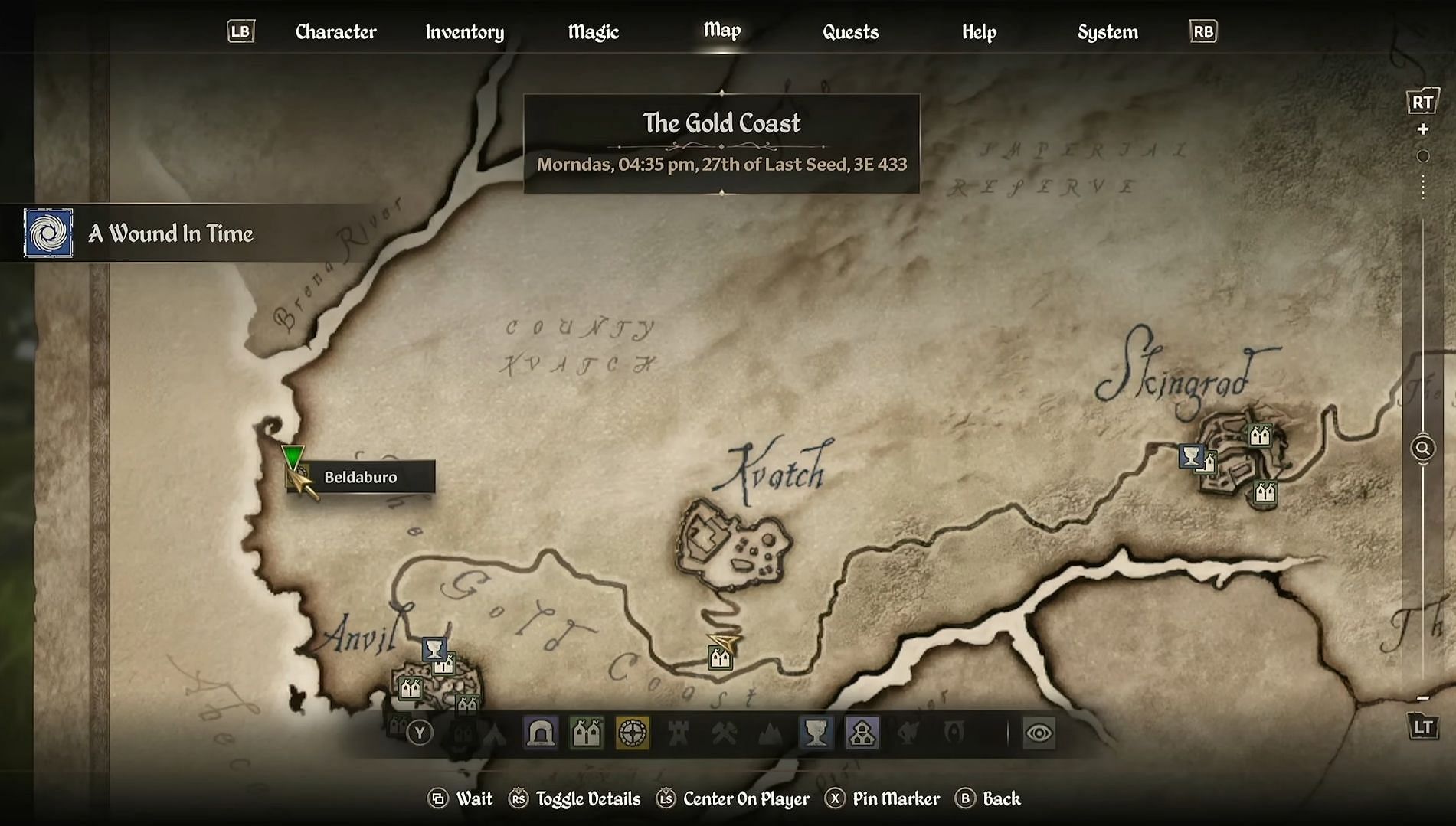 Beldaburo's whereabouts in A Wound in Time quest (Image via Bethesda Softworks)